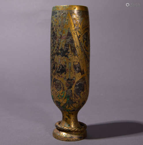 Ancient Chinese bronze gilt wine glass中國古代銅鎏金酒杯