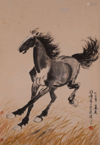 Ancient Chinese painting and calligraphy, horse, Xu Beihong中國古代書畫徐悲鴻