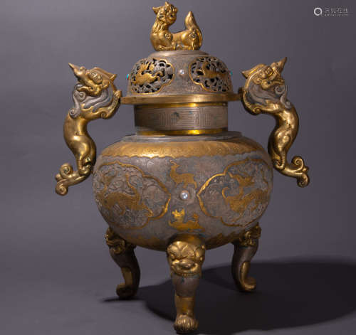Ancient Chinese silver gilt incense burner中國古代銀鎏金熏爐