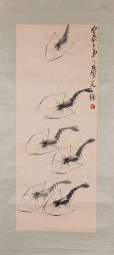 Chinese painting, shrimps, Qi Baishi中國古代書畫齊白石