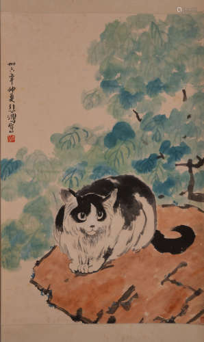 Chinese painting, cat, Xu Beihong中國古代書畫徐悲鴻