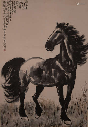 Chinese painting, horse, Xu Beihong中國古代書畫徐悲鴻