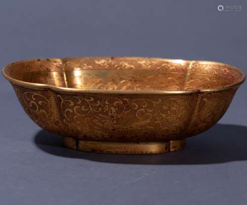 ancient Chinese bronze gilt bowl中國古代銅鎏金碗
