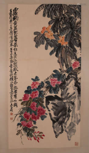 Ancient Chinese painting, flowers, Wu Changshuo中國古代書畫吳昌碩