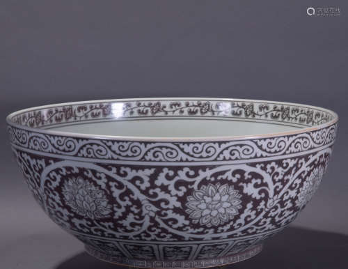 ancient Chinese underglaze red porcelain bowl中國古代釉裡紅大碗