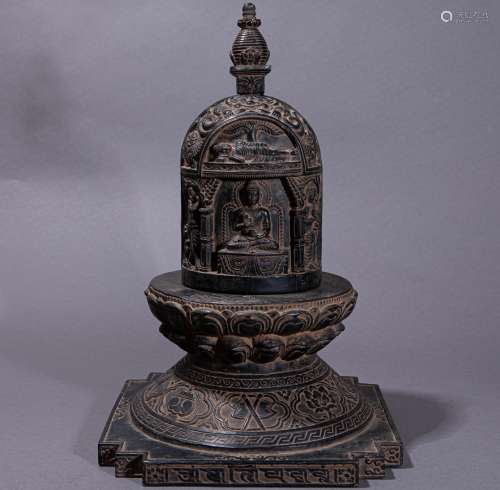 Ancient Chinese Black Stone stupa中國古代黑石佛塔