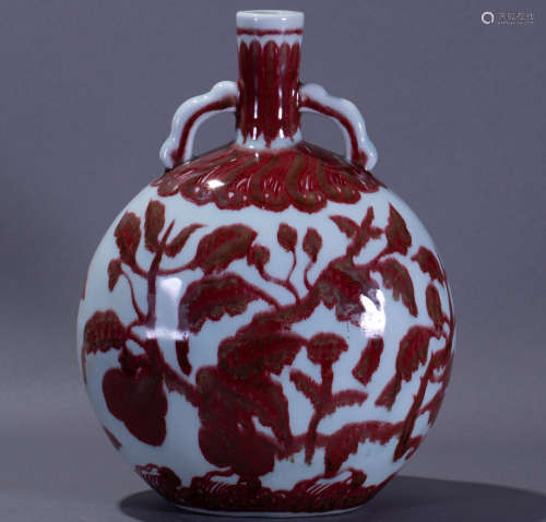 ancient Chinese underglazed red bottle中國古代釉裡紅抱月瓶