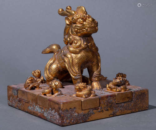 Ancient Chinese Gilt Bronze Seal中國古代銅鎏金印章