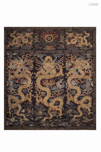 Chinese silk kesi hanging screen with dragon pattern中國古代緙絲龍紋掛帳