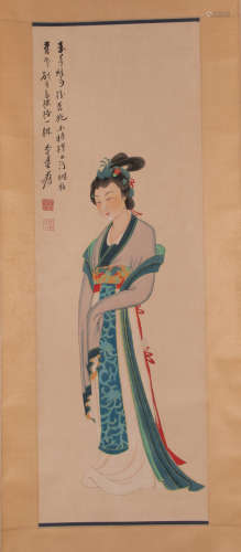 Chinese painting, lady, Zhang Daqian中國古代書畫張大千