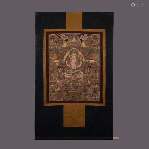 Ancient Chinese Thangka made of cow leather中國古代牛皮材質唐卡