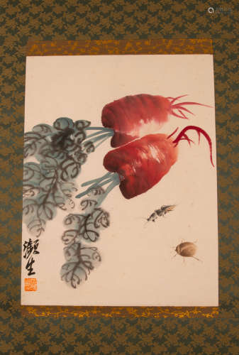 Chinese painting, carrot, Qi Baishi中國古代書畫齊白石