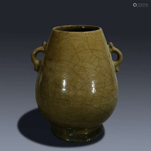 Ancient Chinese guan Kiln Binaural Pot中國古代官窯雙耳罐