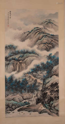 Ancient Chinese painting, mountain and cloud, Wu Hufan中國古代書畫吳湖帆