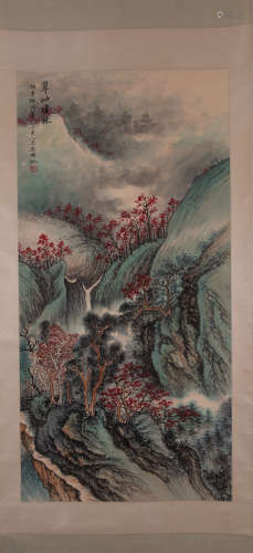 Ancient Chinese painting, mountain and trees, Wu Hufan中國古代書畫吳湖帆