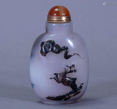 Ancient Chinese agate snuff bottle中國古代瑪瑙浮雕鼻煙壺