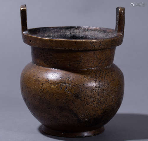 Ancient Chinese Binaural Copper censer中國古代雙耳銅香爐