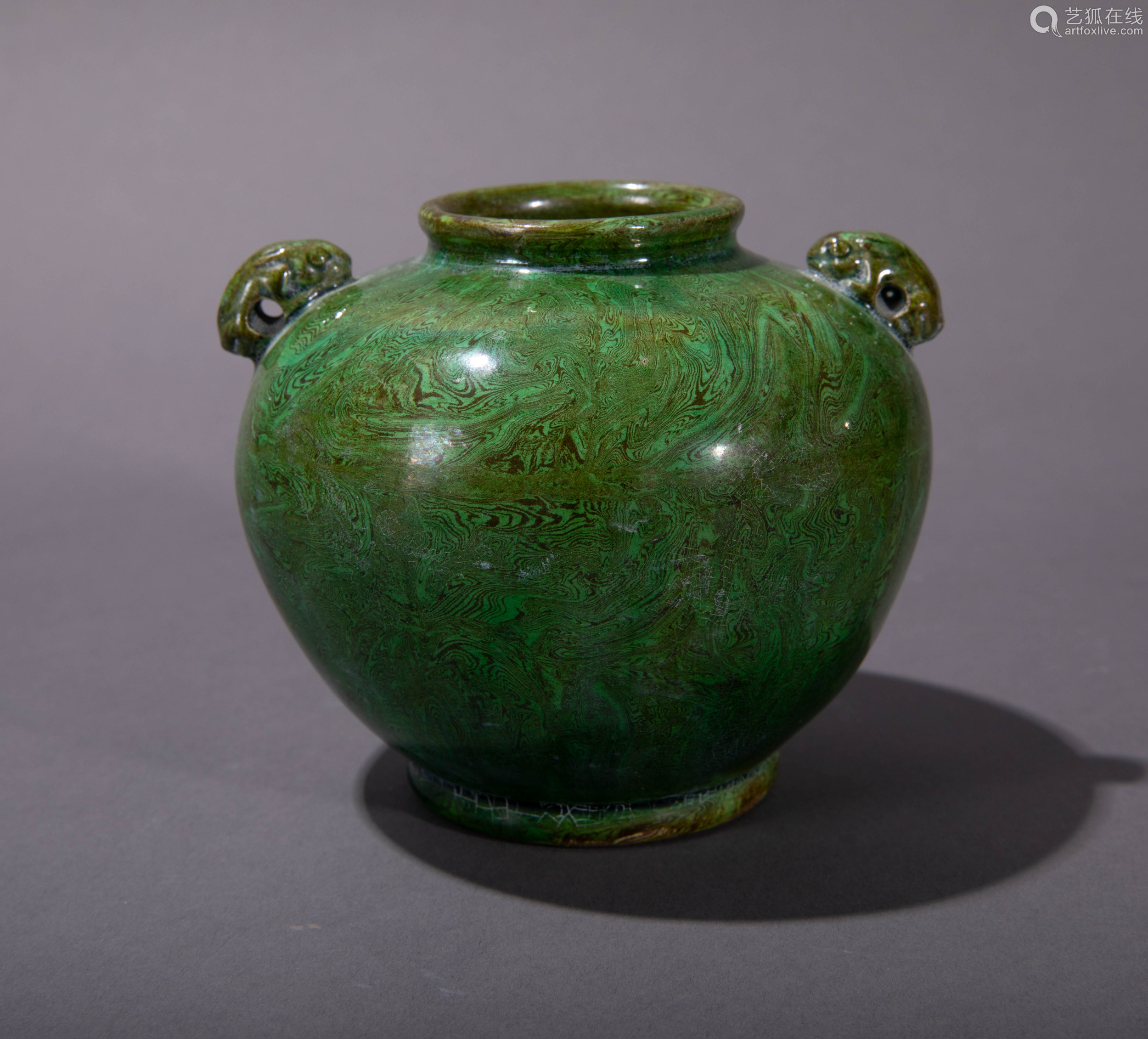 ancient Chinese Tang tri-color green glazed pot中國古代唐三彩綠釉雙系罐－【Deal Price  Picture】