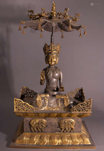 Ancient Chinese Silver Gilt Buddha Statue中國古代銀鎏金佛像