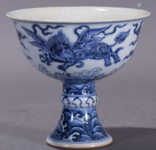Ancient Chinese blue and white porcelain stem cup中國古代青花高足杯