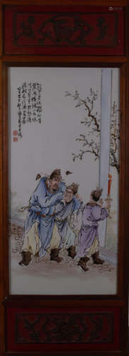 ancient Chinese famille rose porcelain panel painting中國古代粉彩瓷板畫