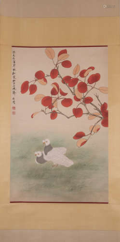 Chinese painting and calligraphy, pigeon, Yu Feian中國古代書畫于非安