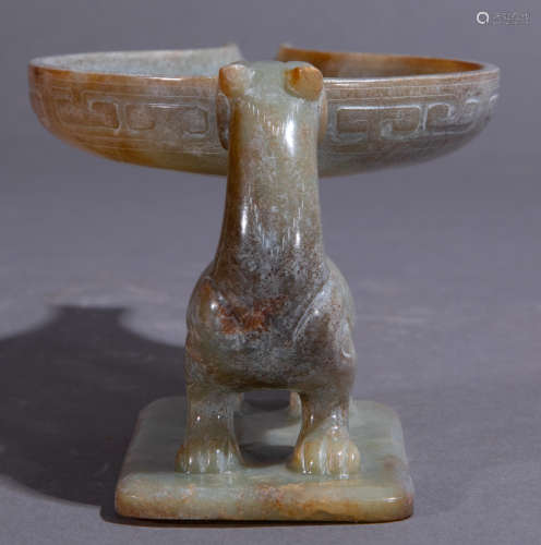 Ancient Chinese Hetian Jade Lamp中國古代和田玉燈