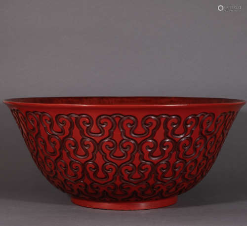 Ancient Chinese copper lacquer bowl中國古代銅胎漆器大碗