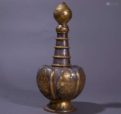 Ancient Chinese silver gilt net bottle中國古代銀鎏金淨瓶