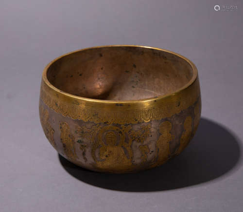 Ancient Chinese bronze gilt bowl中國古代青銅鎏金缽