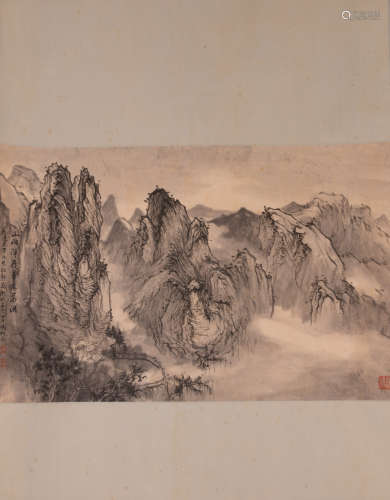 Chinese painting, mountain, Feng Chaoran中國古代書畫馮超然