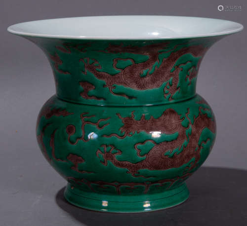 Ancient Chinese green glazed spittoon中國古代綠釉渣鬥
