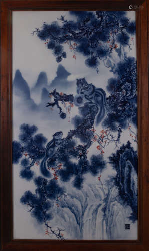 ancient Chinese blue and white porcelain panel painting中國古代青花瓷板畫
