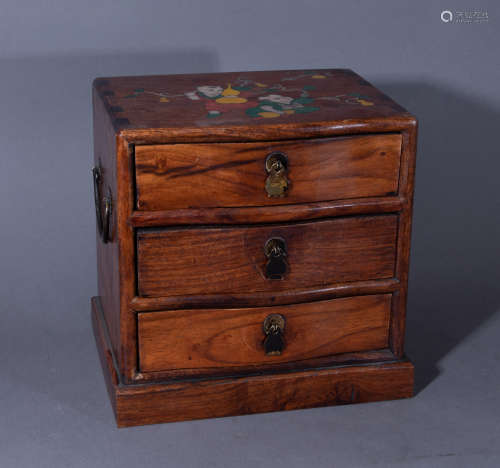Ancient Chinese Huanghuali Dressing Box Inlaid with Shell中國古代黃花梨鑲嵌貝殼梳妝盒