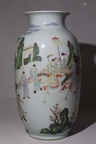 粉彩人物花卉灯笼瓶 Pink figure Flower Lantern vase