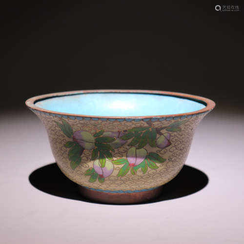 珐琅彩松石绿釉花卉碗 Enamel colored turquoise green glaze flower bowl