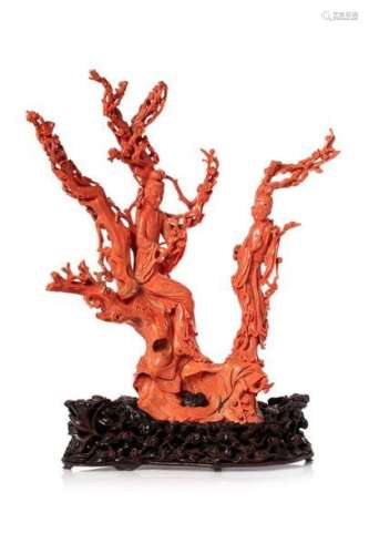 红珊瑚人物雕刻摆件 Red Coral figure carving ornaments