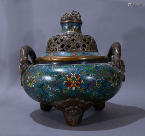 ancient Chinese cloisonne incense burner中國古代景泰藍熏爐