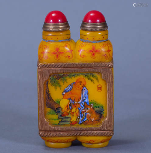 ancient Chinese glazed double mouth snuff bottle中國古代琉璃雙口鼻煙壺