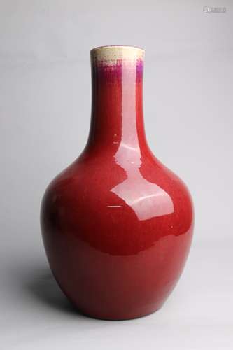 矾红红釉球瓶 Alum red glaze ball bottle