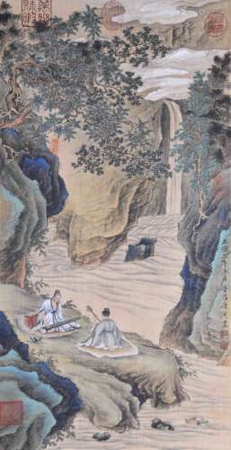 一副中国人物山水画 A landscape painting of Chinese figures