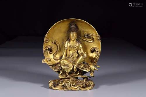 铜鎏金自在观音 Copper gilding in Guanyin