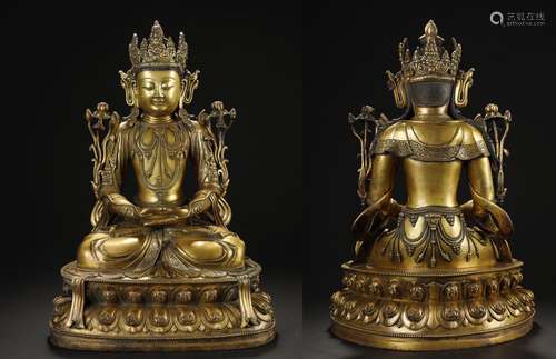 铜鎏金长寿佛 Bronze gilded longevity Buddha