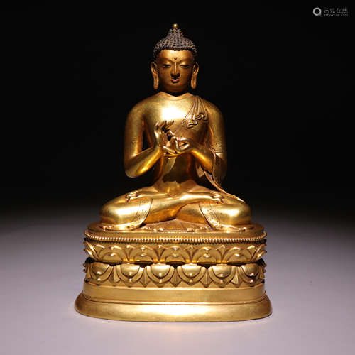 铜鎏金蒙古释迦摩尼像 Bronze gilded statue of Mongolian Sakyamuni