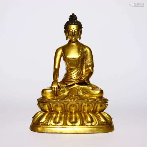 铜鎏金释迦摩尼造像 Bronze gilded statue of Sakyamuni