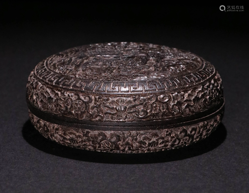 A LIDDED AGARWOOD BOX