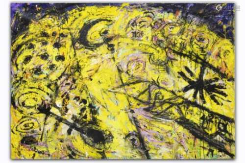 VAN GESTEL FIK (° 1951) olieverfschilderij op doek met een abstracte compositie [...]
