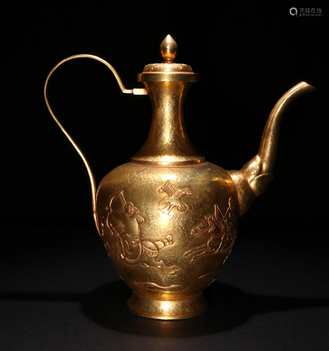 A GILT BRONZE PITCHER