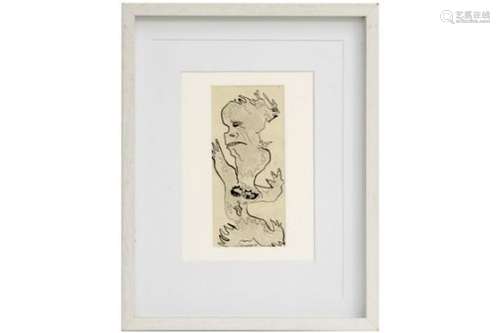 LUCEBERT (1924 - 1994) tekening in inkt met een typische fantastische figuur - 24 x [...]