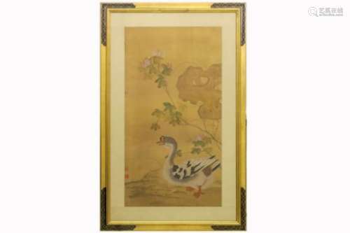Antieke Chinese schildering met landschap met gans - 90 x 50 prov : collectie [...]